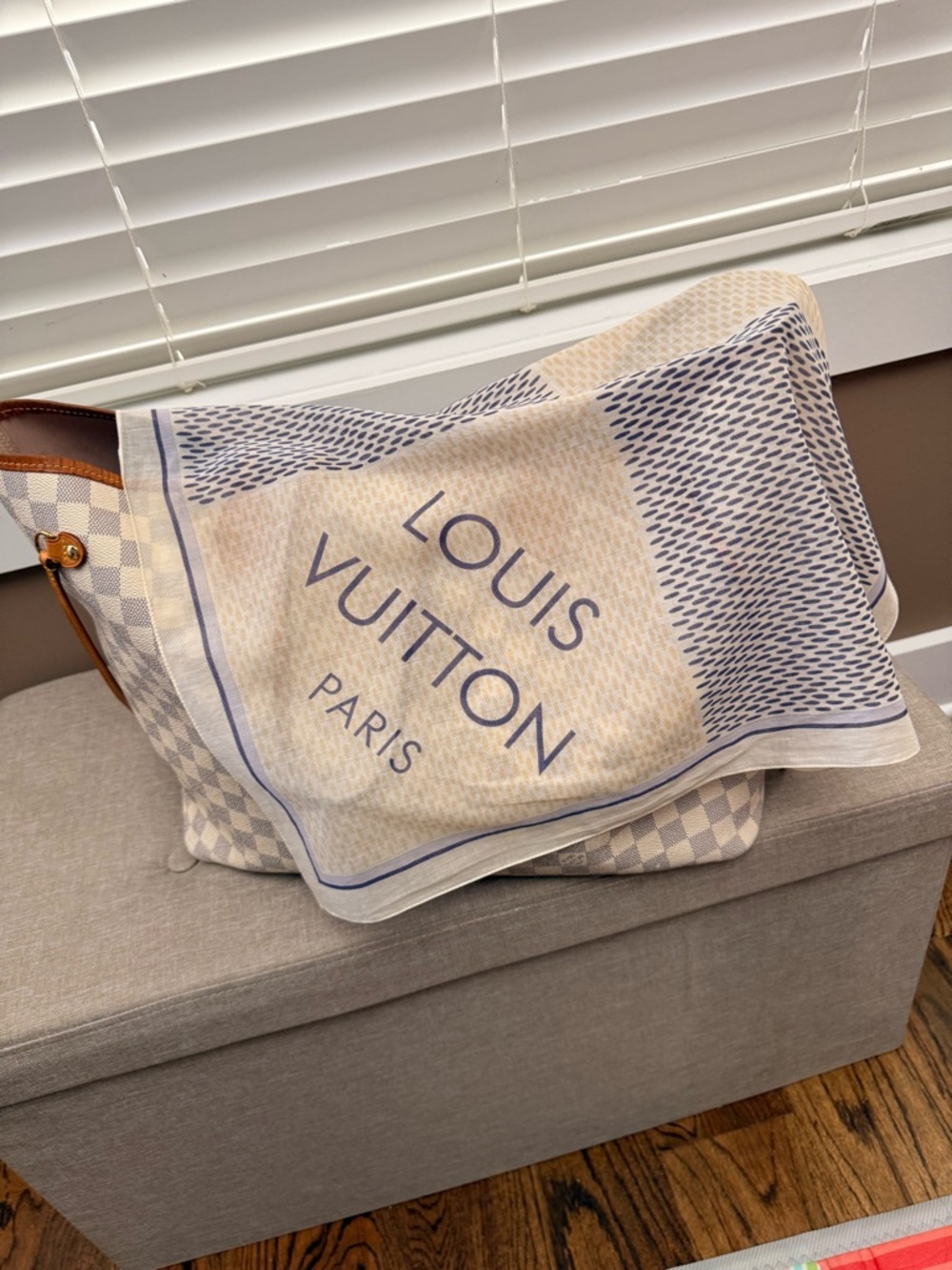 Louis Vuitton Cream and Lavender Monogram Pattern Scarf